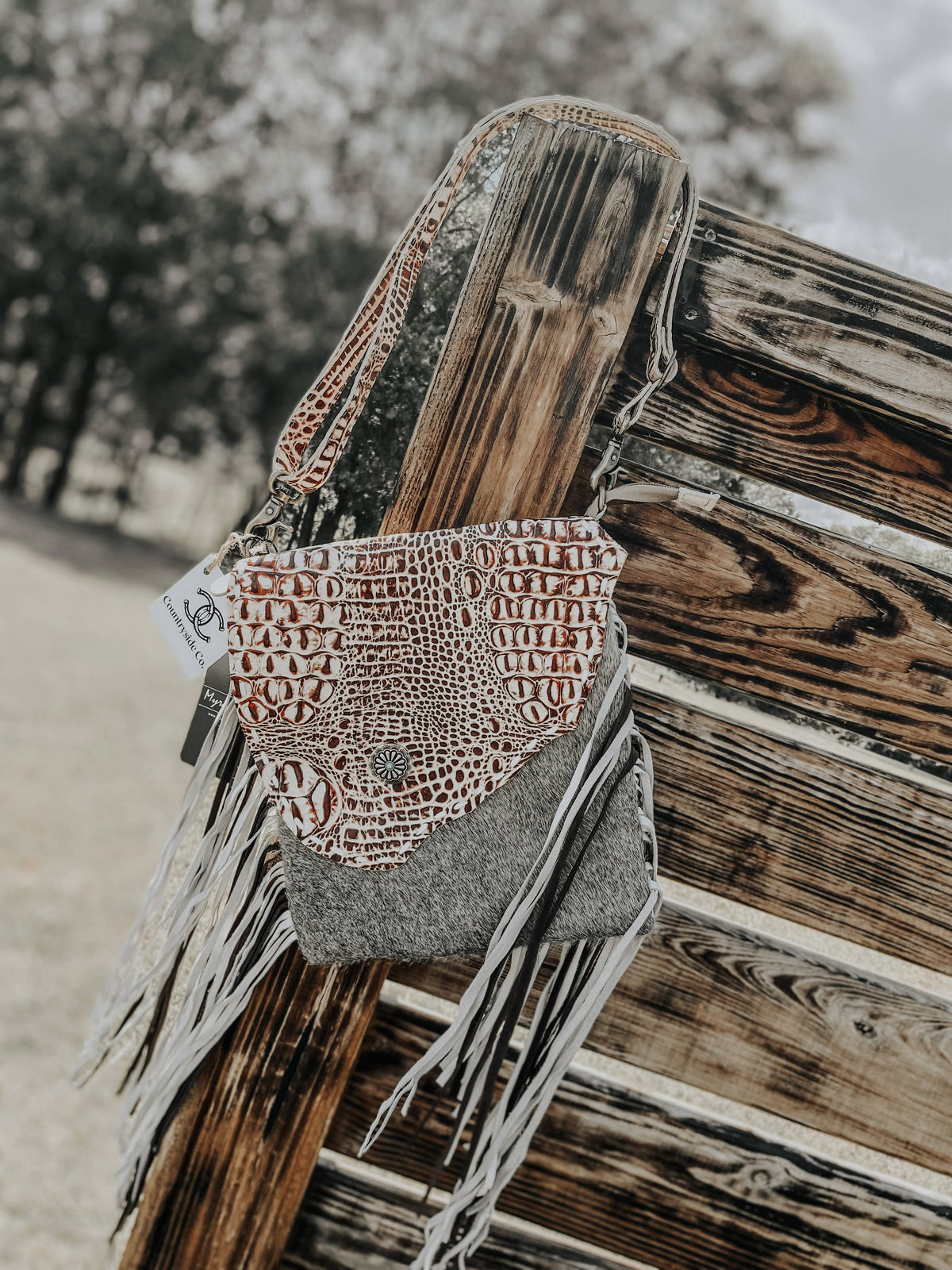 Myra Cowhide Western Fringe Bag - Crossbody