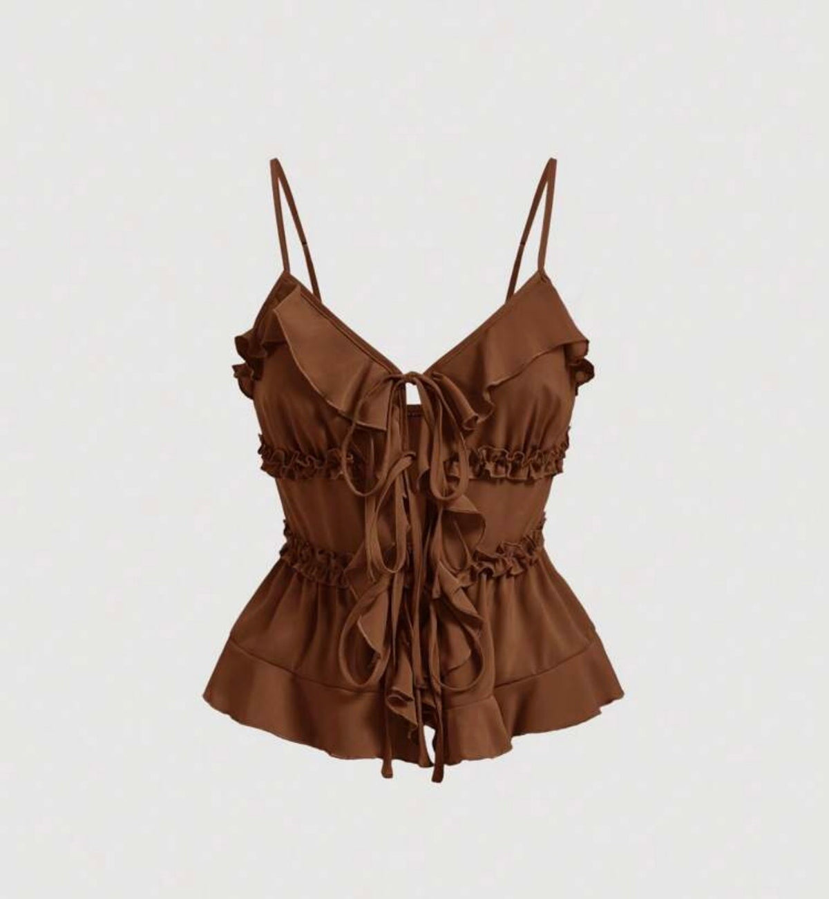 brown ruffle top