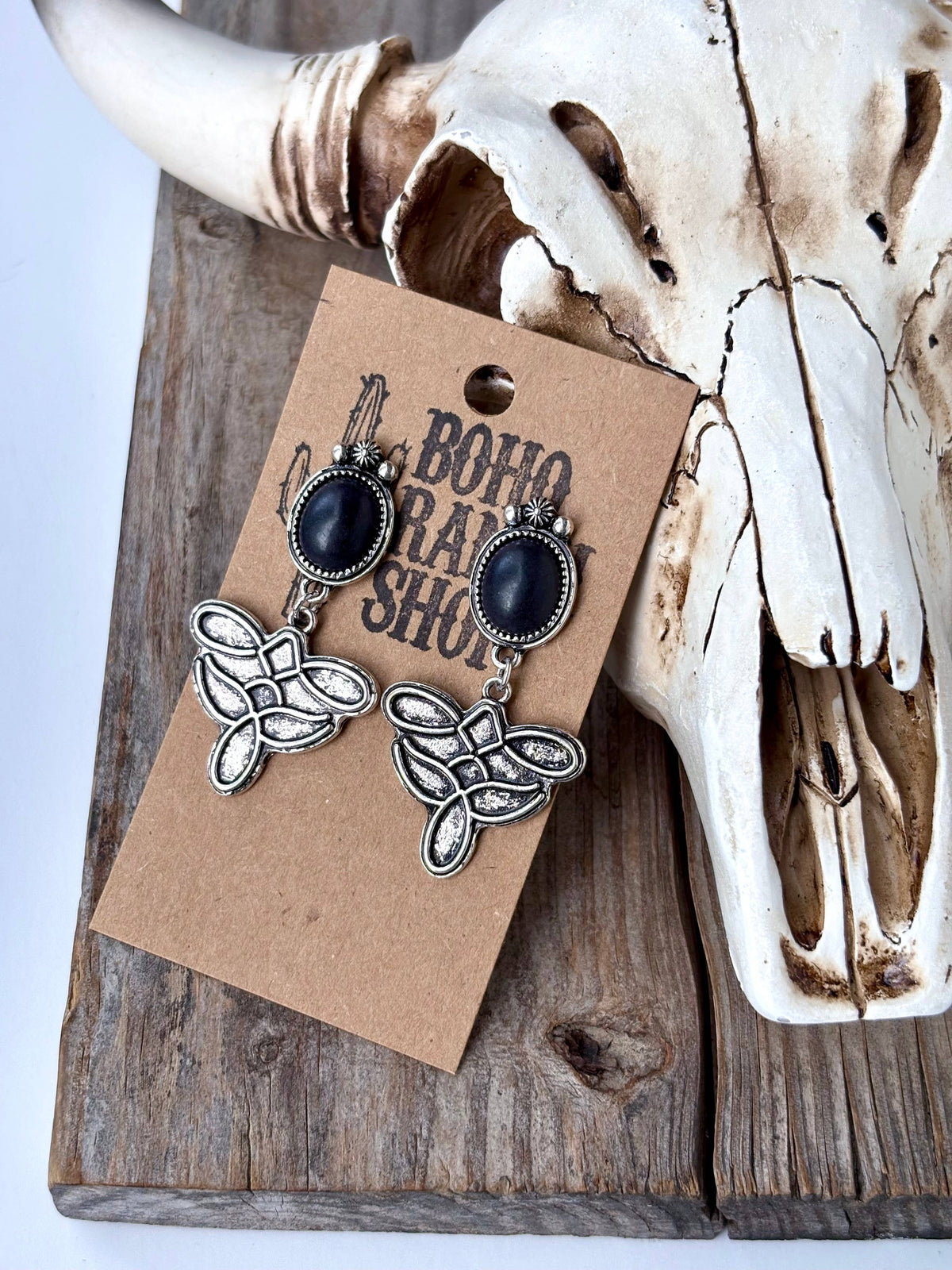 Boot Stitch Post Drop Earrings