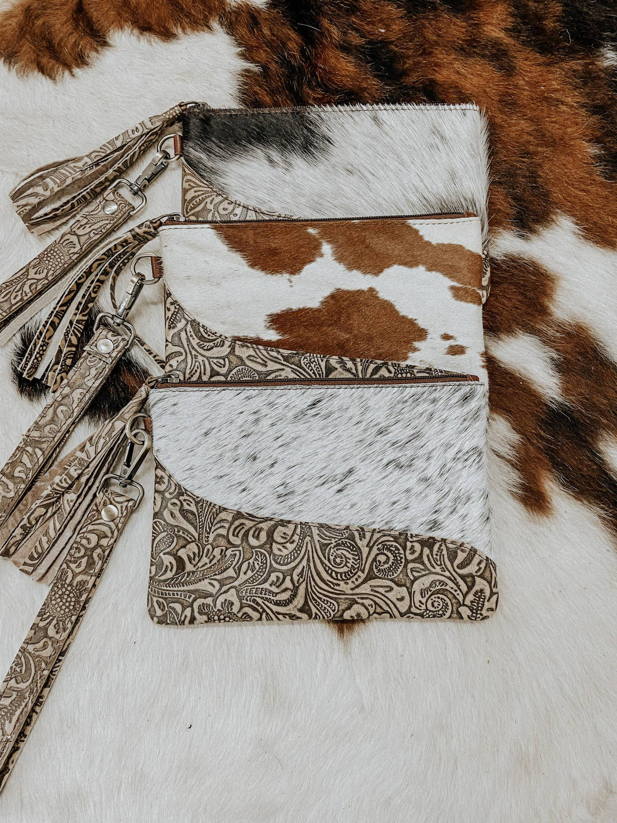Embossed Leather Wristlet