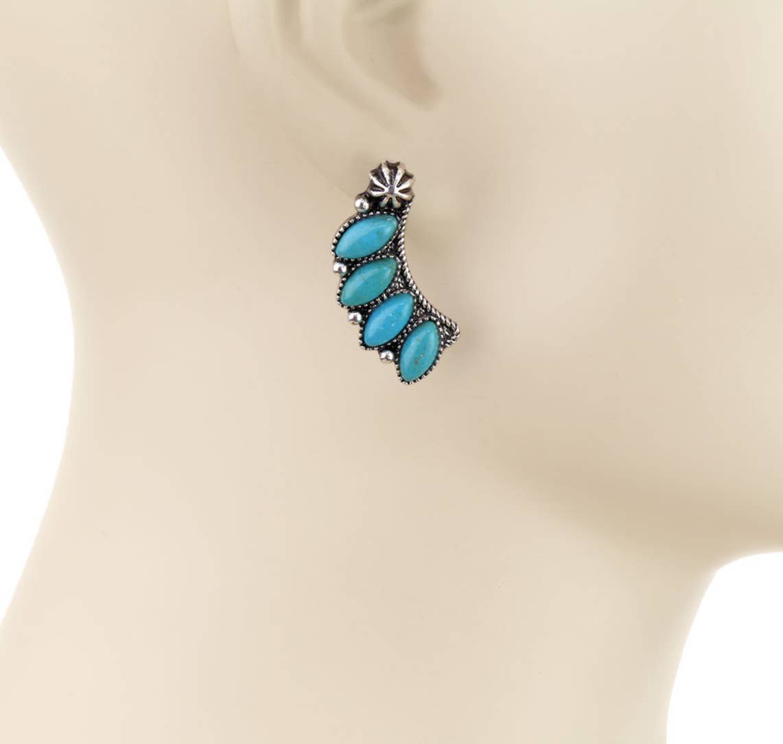 Semi Stone Stud Earrings