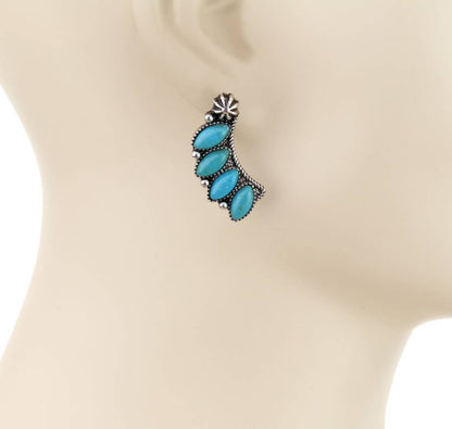Semi Stone Stud Earrings