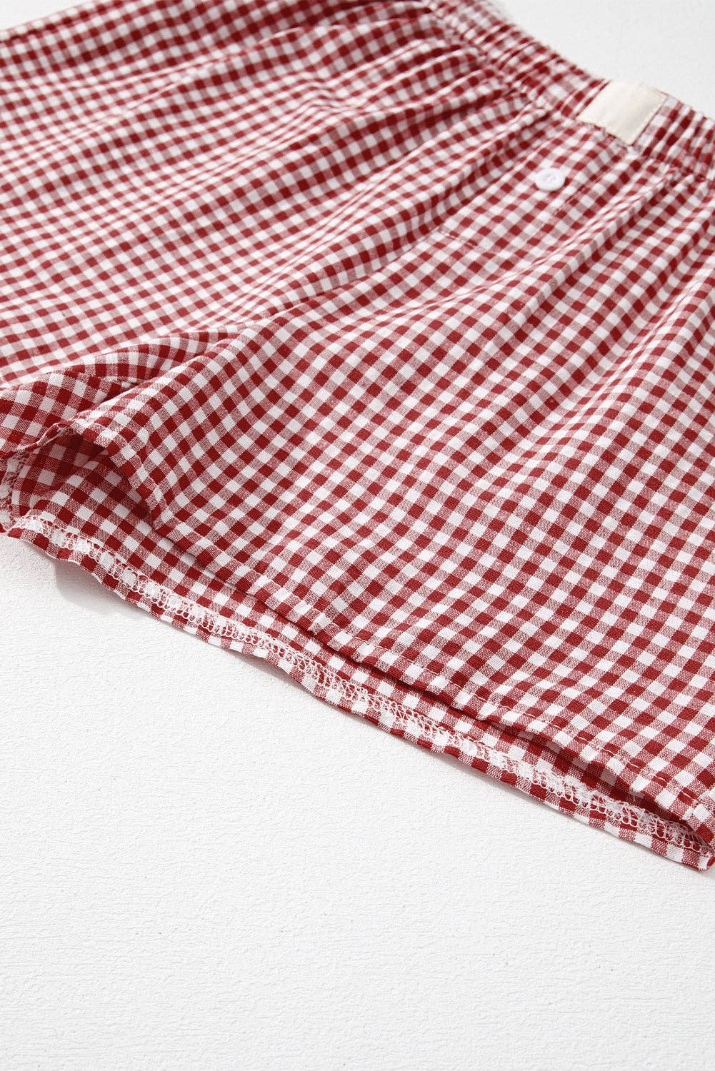 Red Gingham High Waisted Elastic Waist Summer Shorts