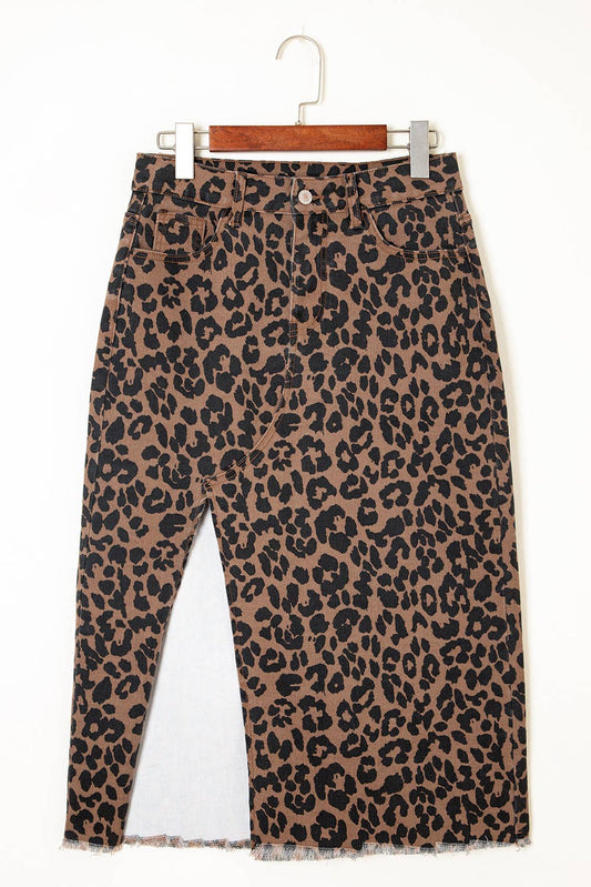 Leopard Denim skirt