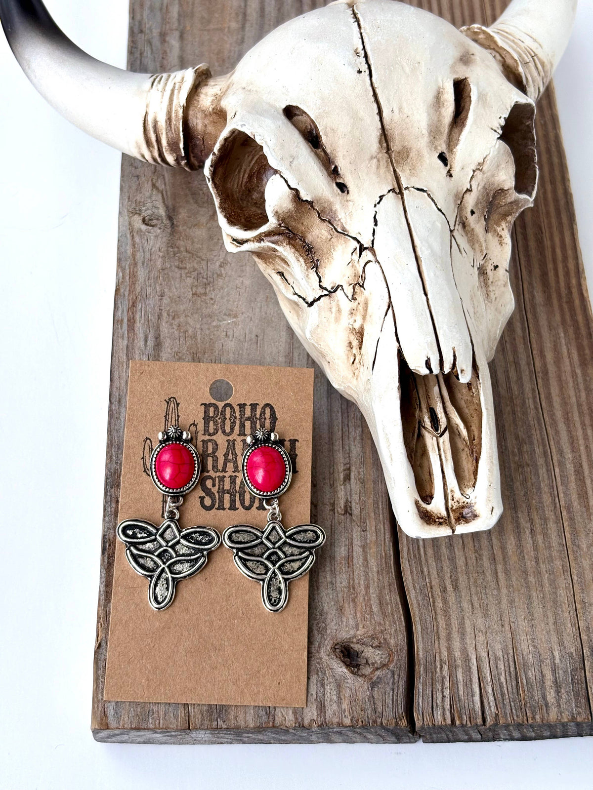 Boot Stitch Post Drop Earrings