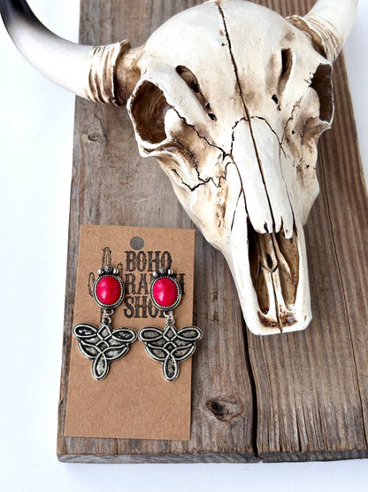 Boot Stitch Post Drop Earrings