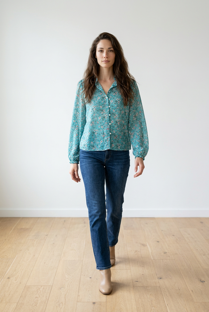 TH2503 BLUE RUFFLE TOP (7 Piece)