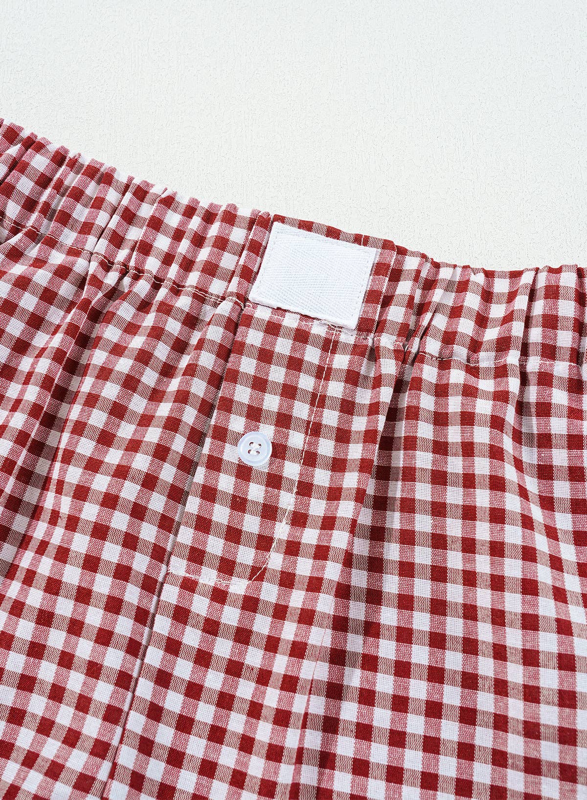 Red Gingham High Waisted Elastic Waist Summer Shorts