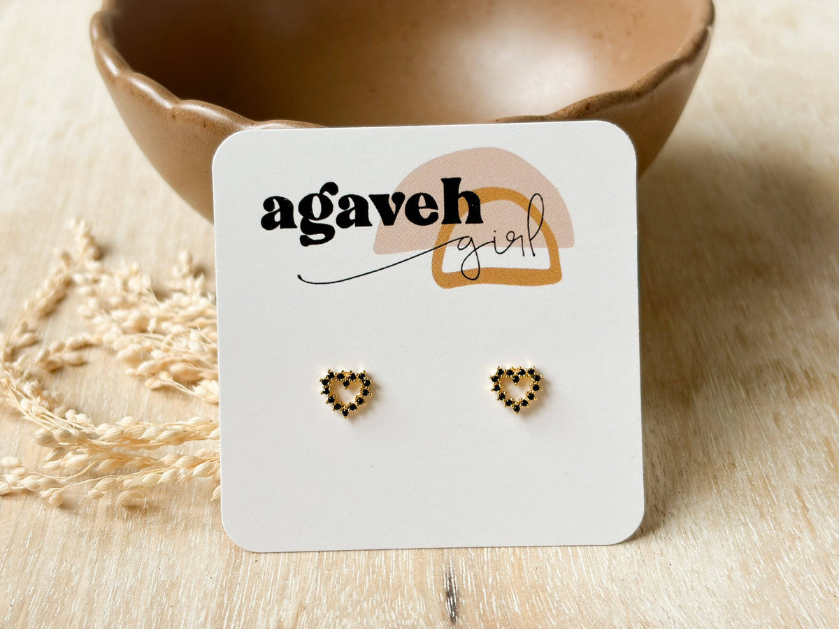 Onyx Heart Studs