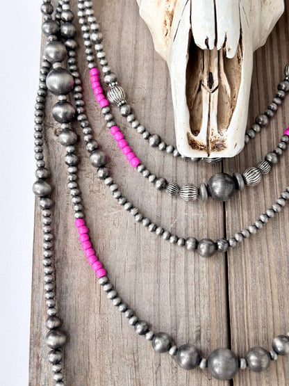 5 Layered Western Multi Size Navajo Pearl Bead Necklace