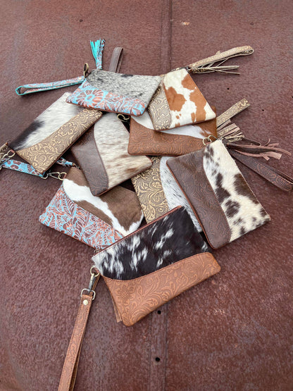 Embossed Leather Wristlet
