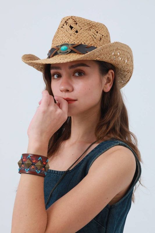 Boho Raffia Cowboy Hat: Eco Western Hat