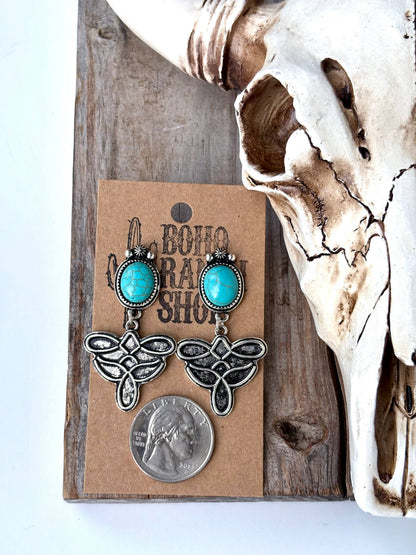 Boot Stitch Post Drop Earrings