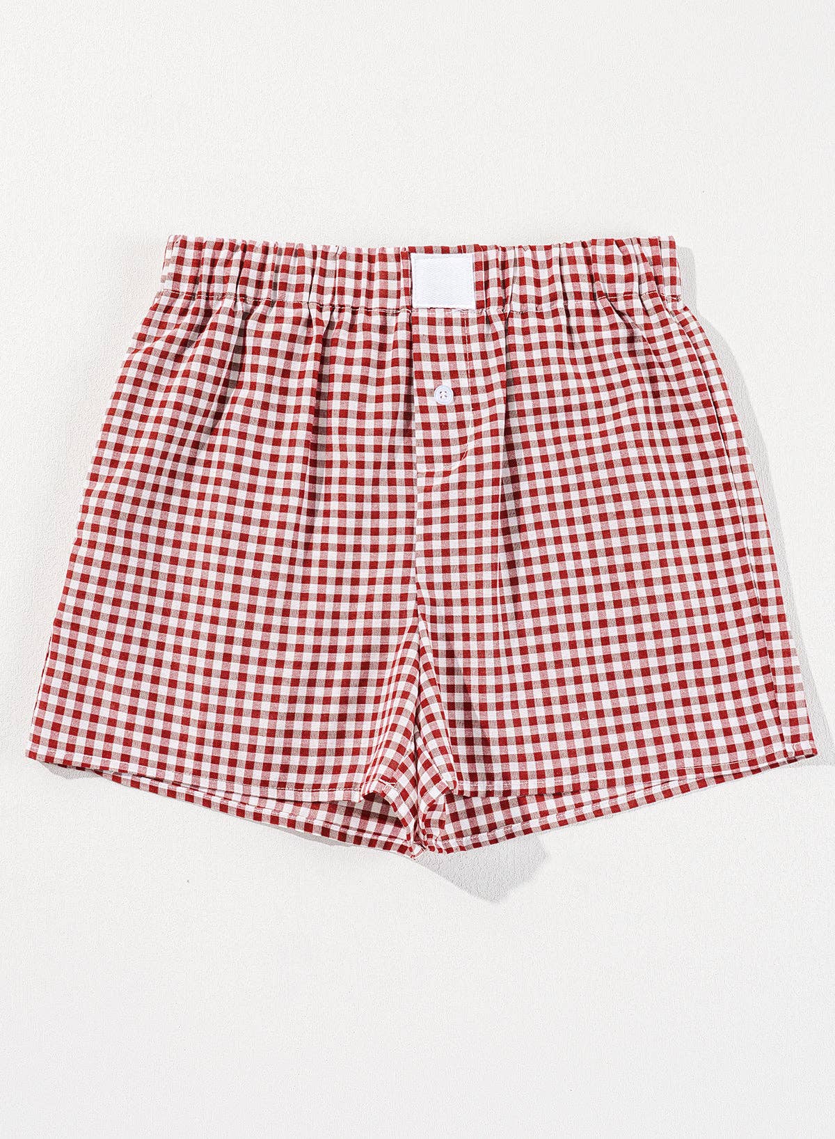 Red Gingham High Waisted Elastic Waist Summer Shorts