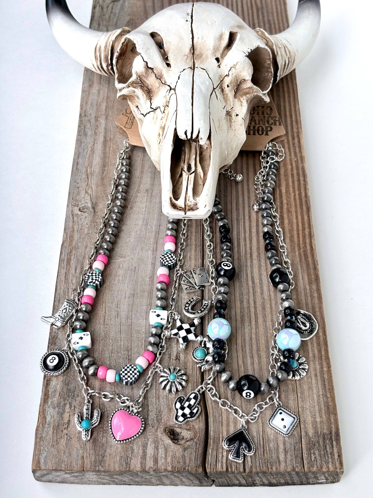 2 Layered Western Style Charm Navajo Pearl Choker Necklace