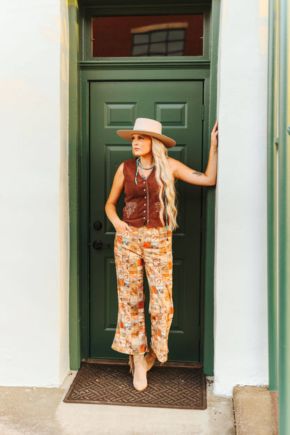 TH160 BROWN CORD PEARL SNAP VEST(7 Pieces)