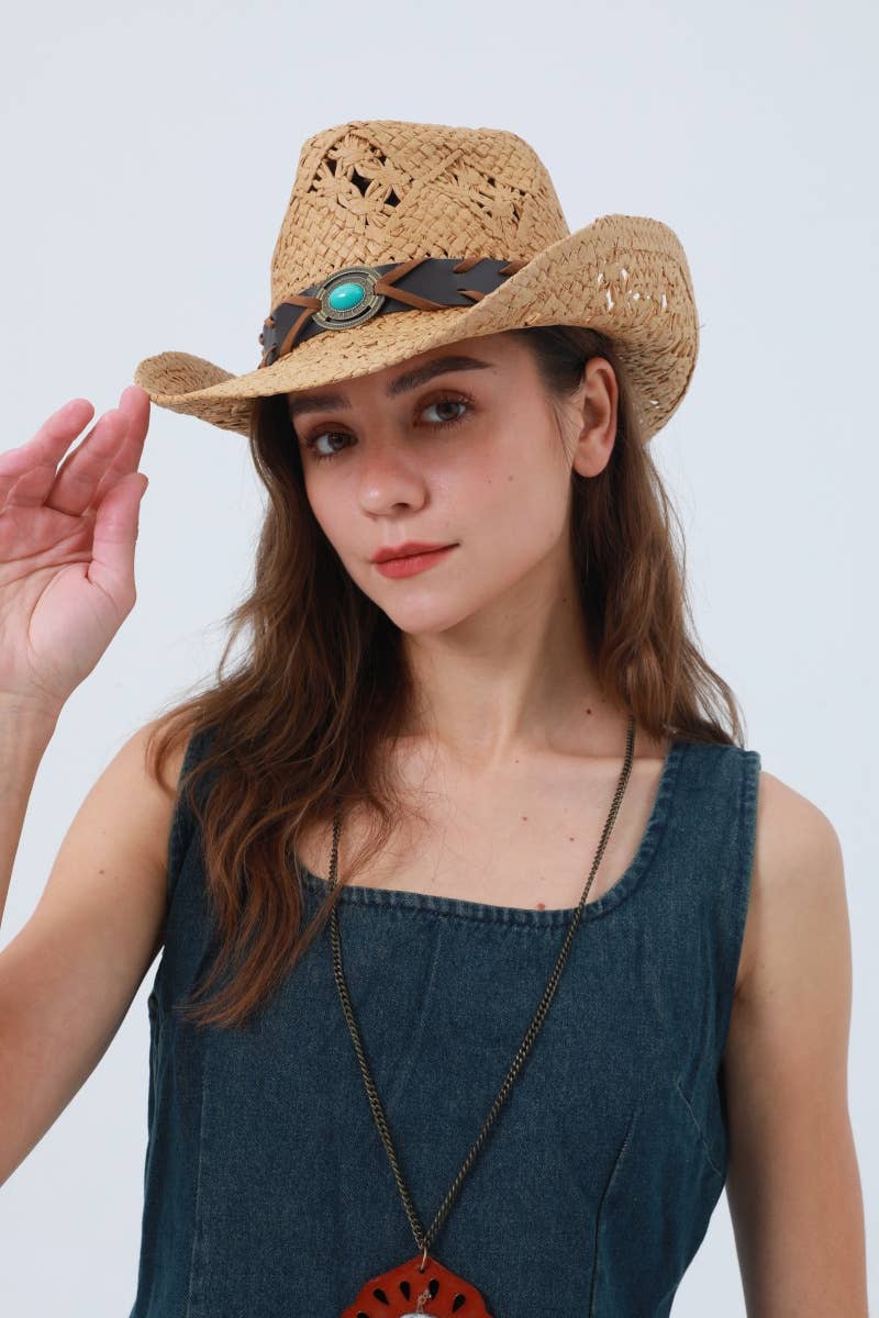 Boho Raffia Cowboy Hat: Eco Western Hat