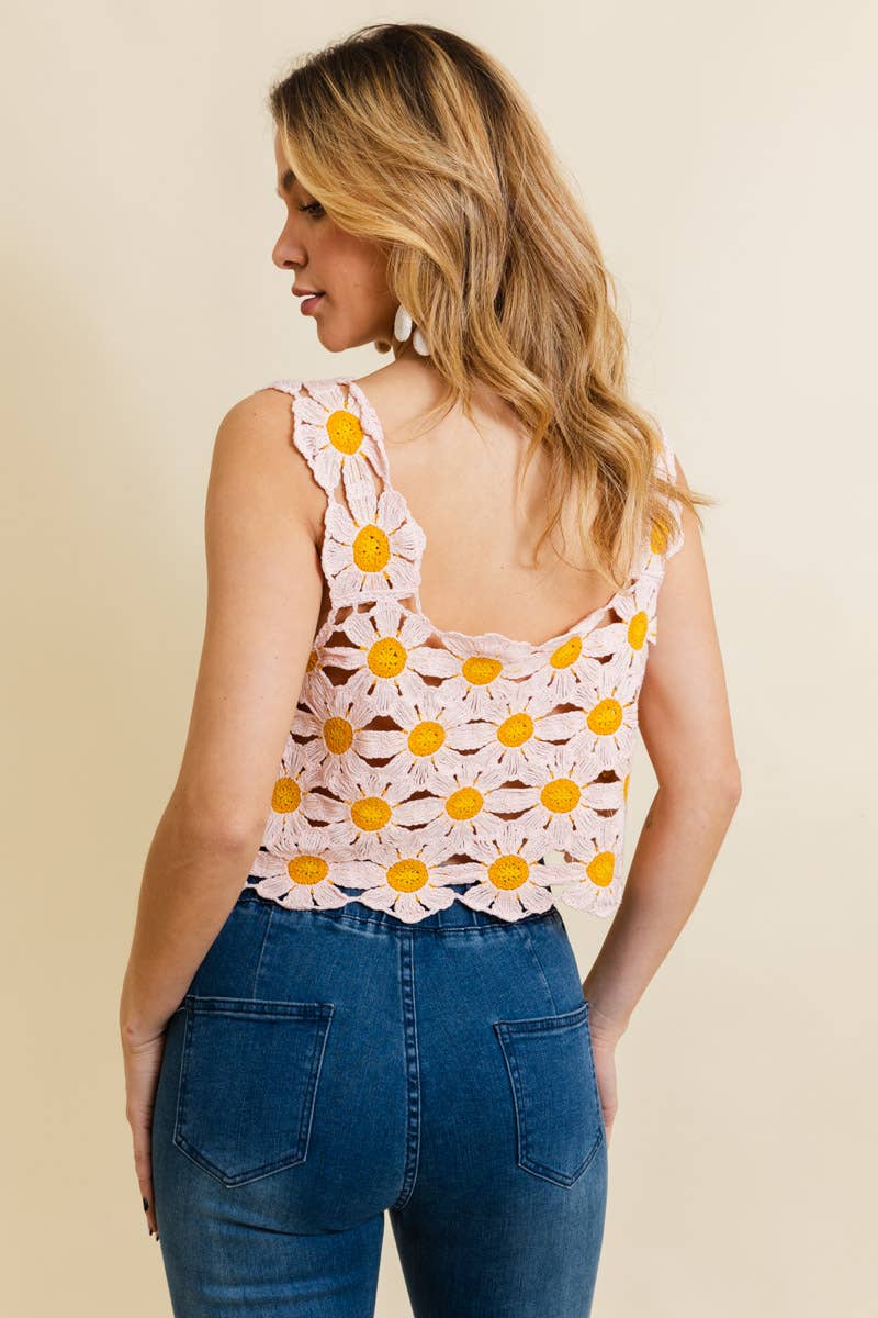 Cute Daisy Crochet Crop Top 🌼 | Trendy Summer Fashion