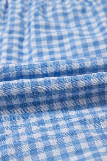 Red Gingham High Waisted Elastic Waist Summer Shorts