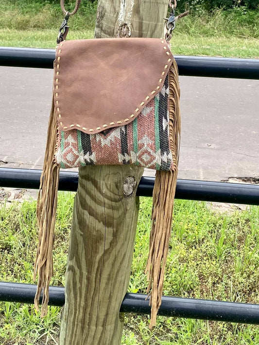 Leather Aztec Crossbody