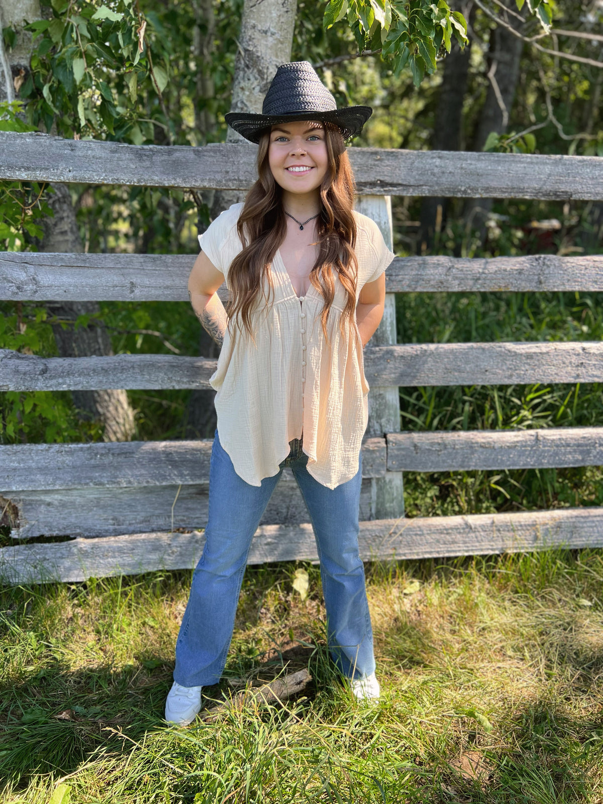 Florise Button Blouse - CREAM