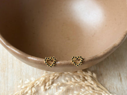 Onyx Heart Studs