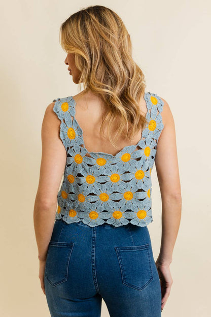 Cute Daisy Crochet Crop Top 🌼 | Trendy Summer Fashion