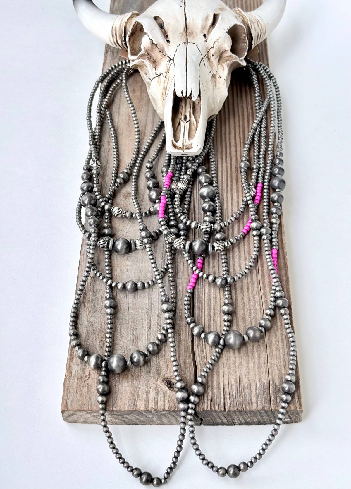 5 Layered Western Multi Size Navajo Pearl Bead Necklace