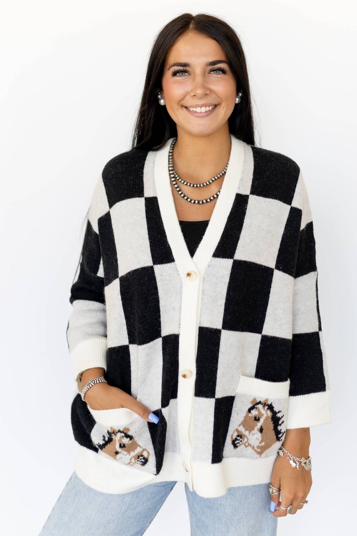 TH2977 BLACK CHECK HORSE(7 Piece)