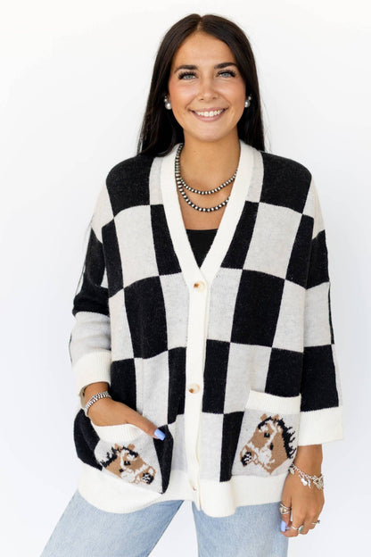TH2977 BLACK CHECK HORSE(7 Piece)
