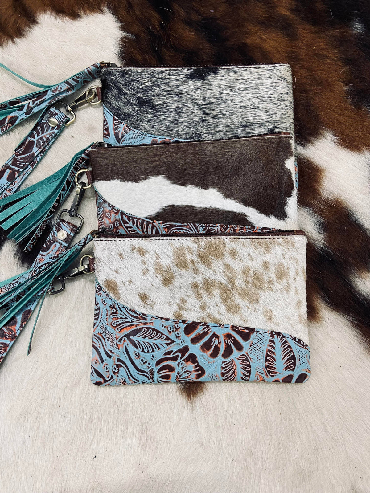 Embossed Leather Wristlet
