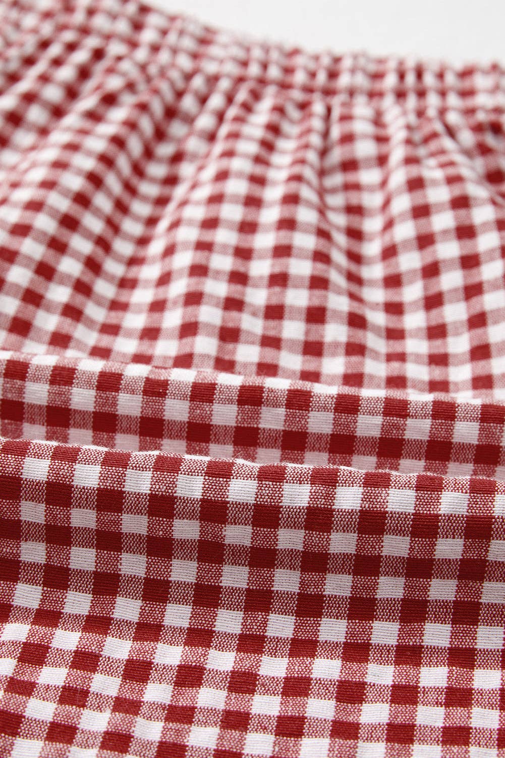 Red Gingham High Waisted Elastic Waist Summer Shorts