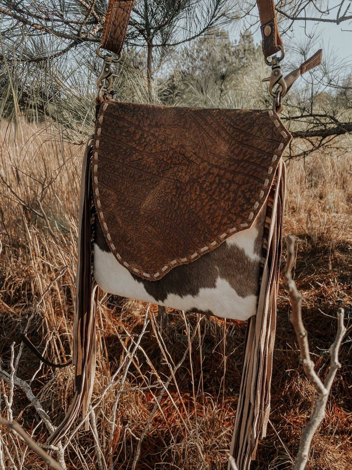Leather Western Fringe - Myra Cowhide Bag