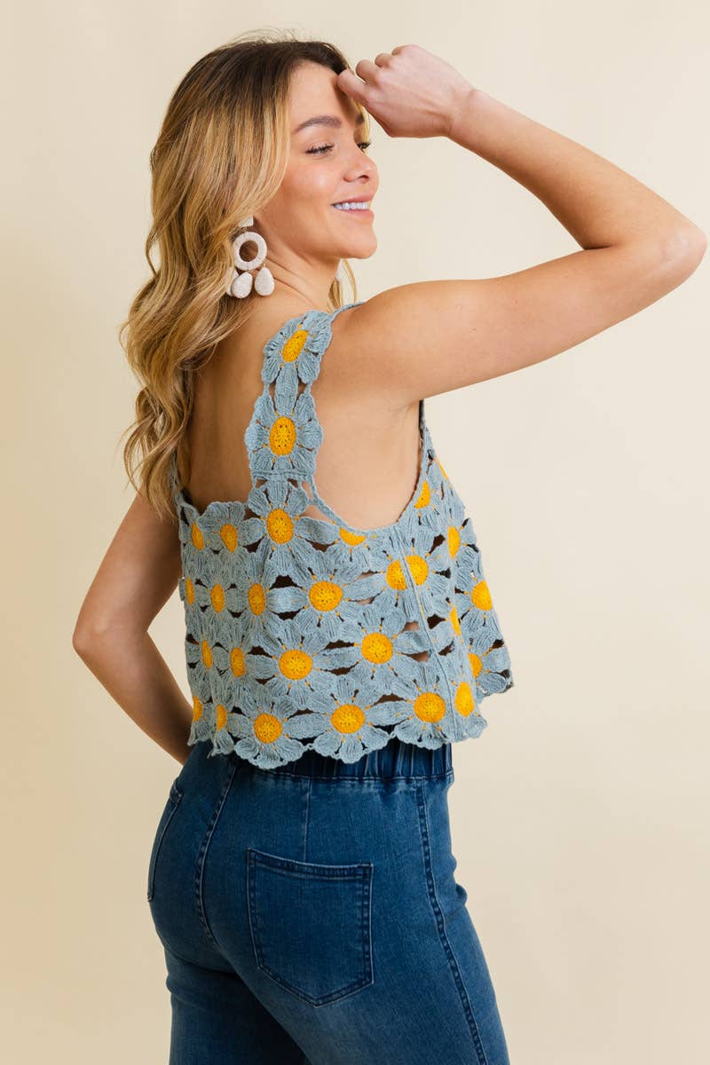 Cute Daisy Crochet Crop Top 🌼 | Trendy Summer Fashion