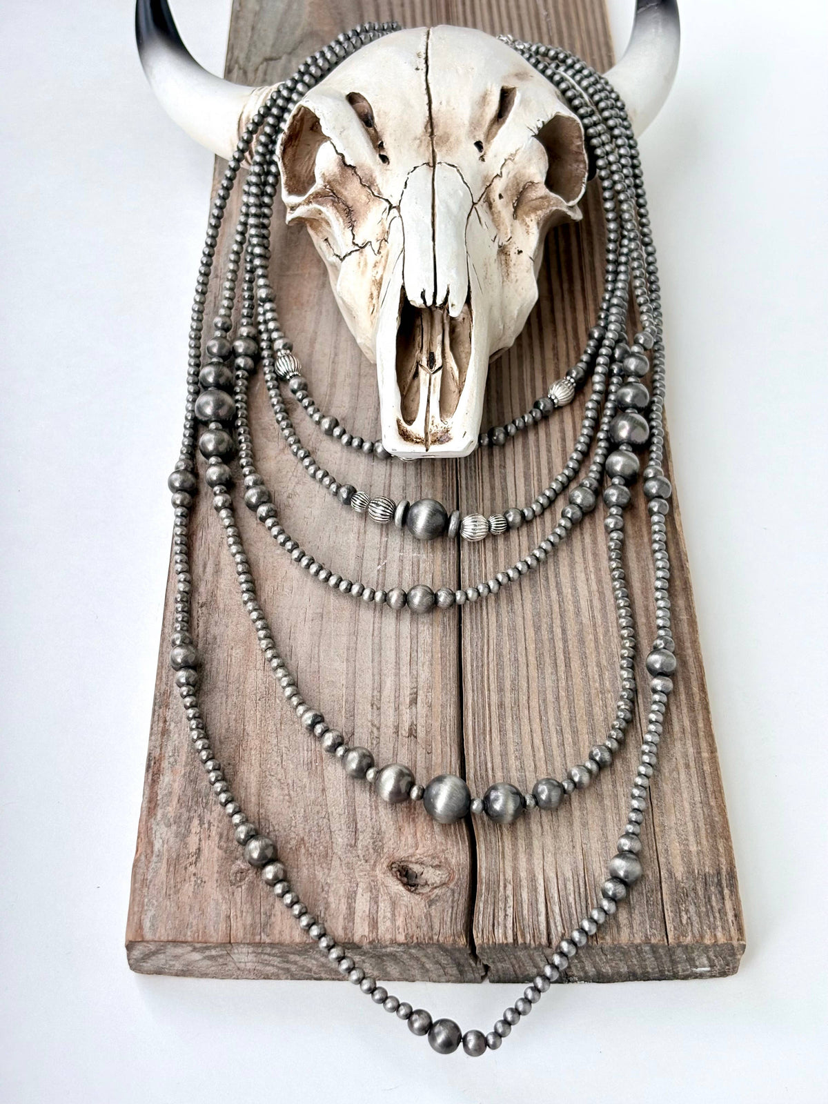 5 Layered Western Multi Size Navajo Pearl Bead Necklace