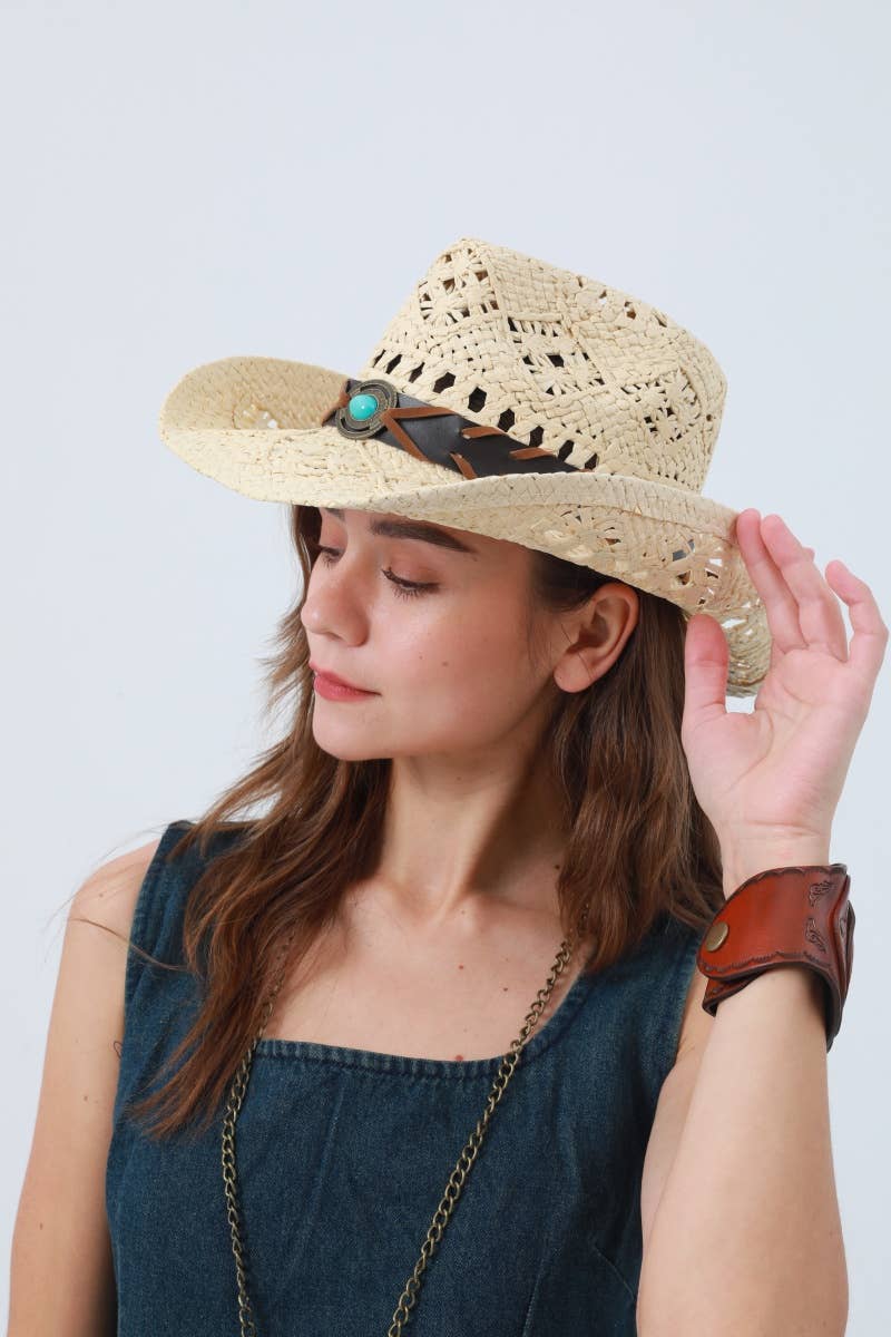 Boho Raffia Cowboy Hat: Eco Western Hat