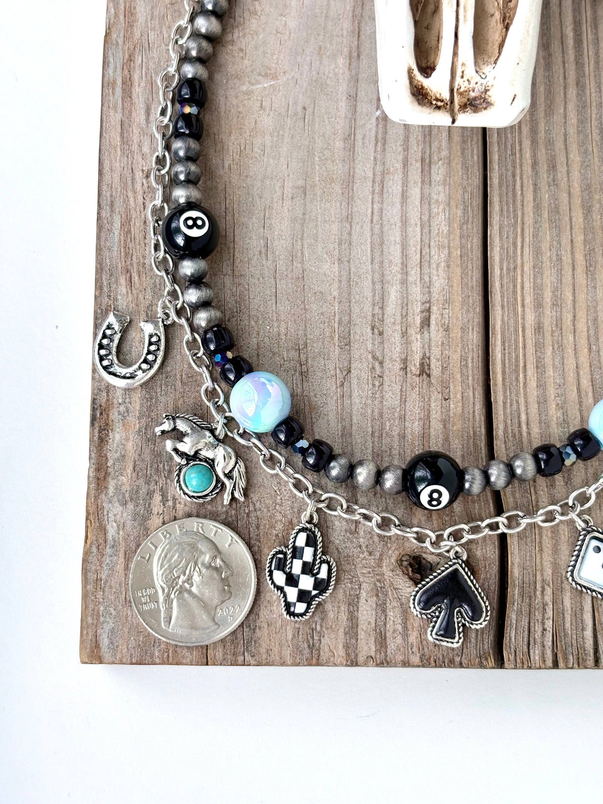 2 Layered Western Style Charm Navajo Pearl Choker Necklace