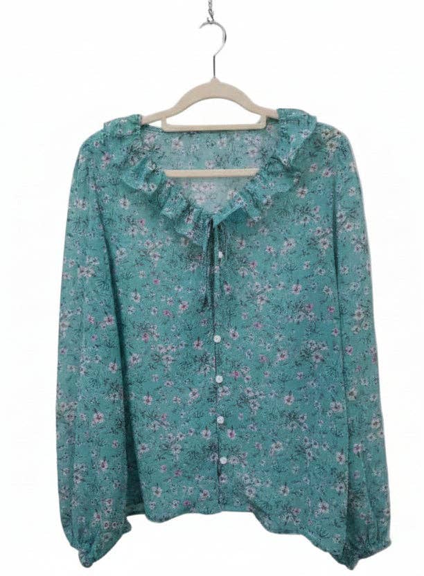 TH2503 BLUE RUFFLE TOP (7 Piece)