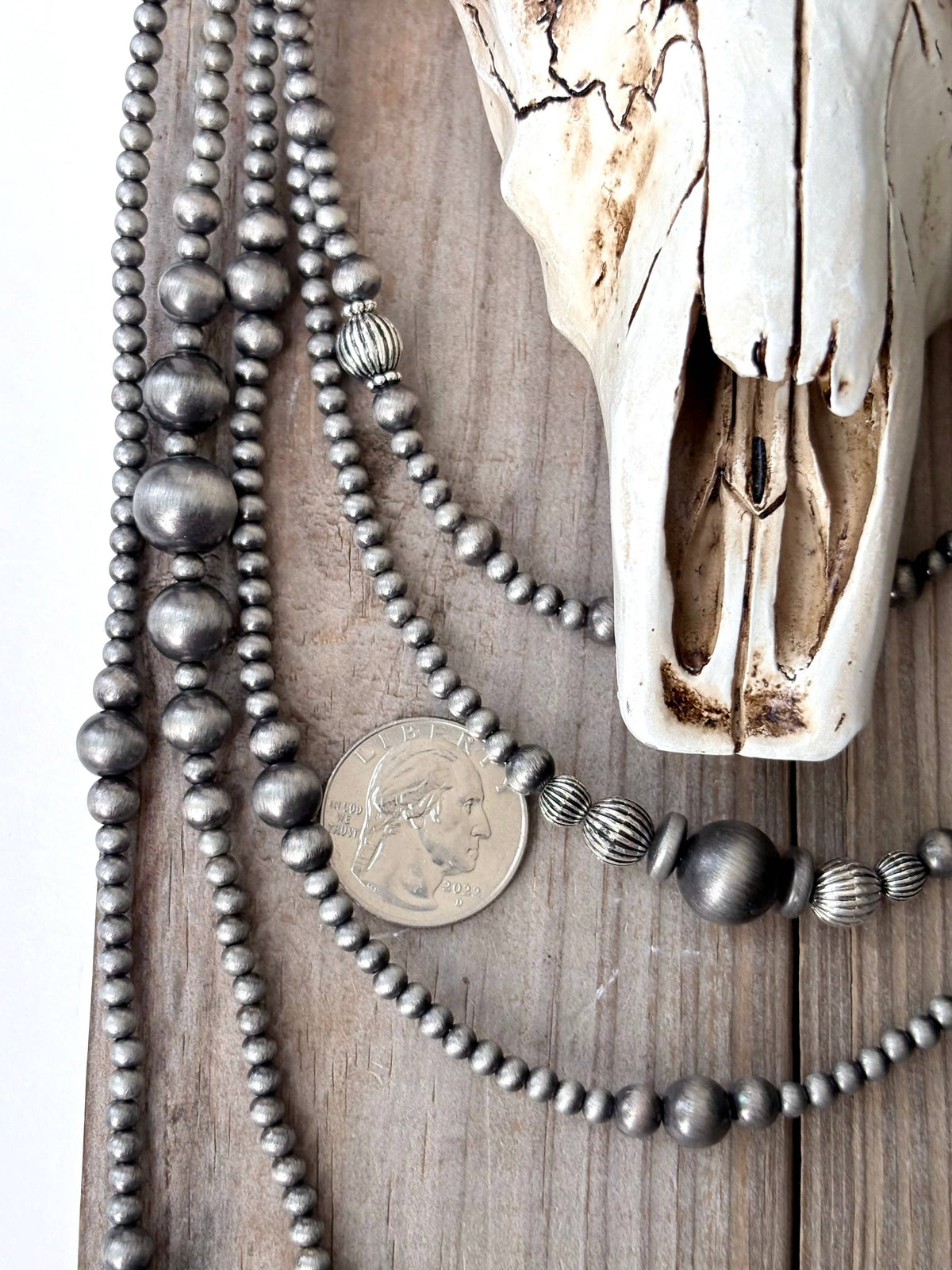 5 Layered Western Multi Size Navajo Pearl Bead Necklace