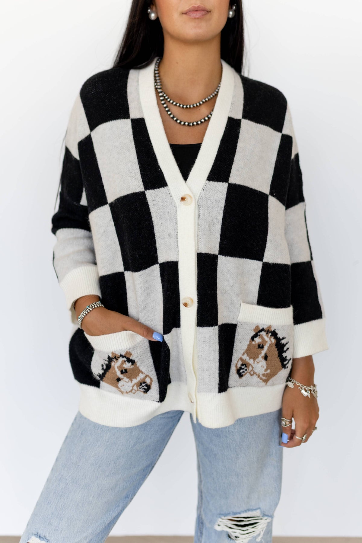 TH2977 BLACK CHECK HORSE(7 Piece)