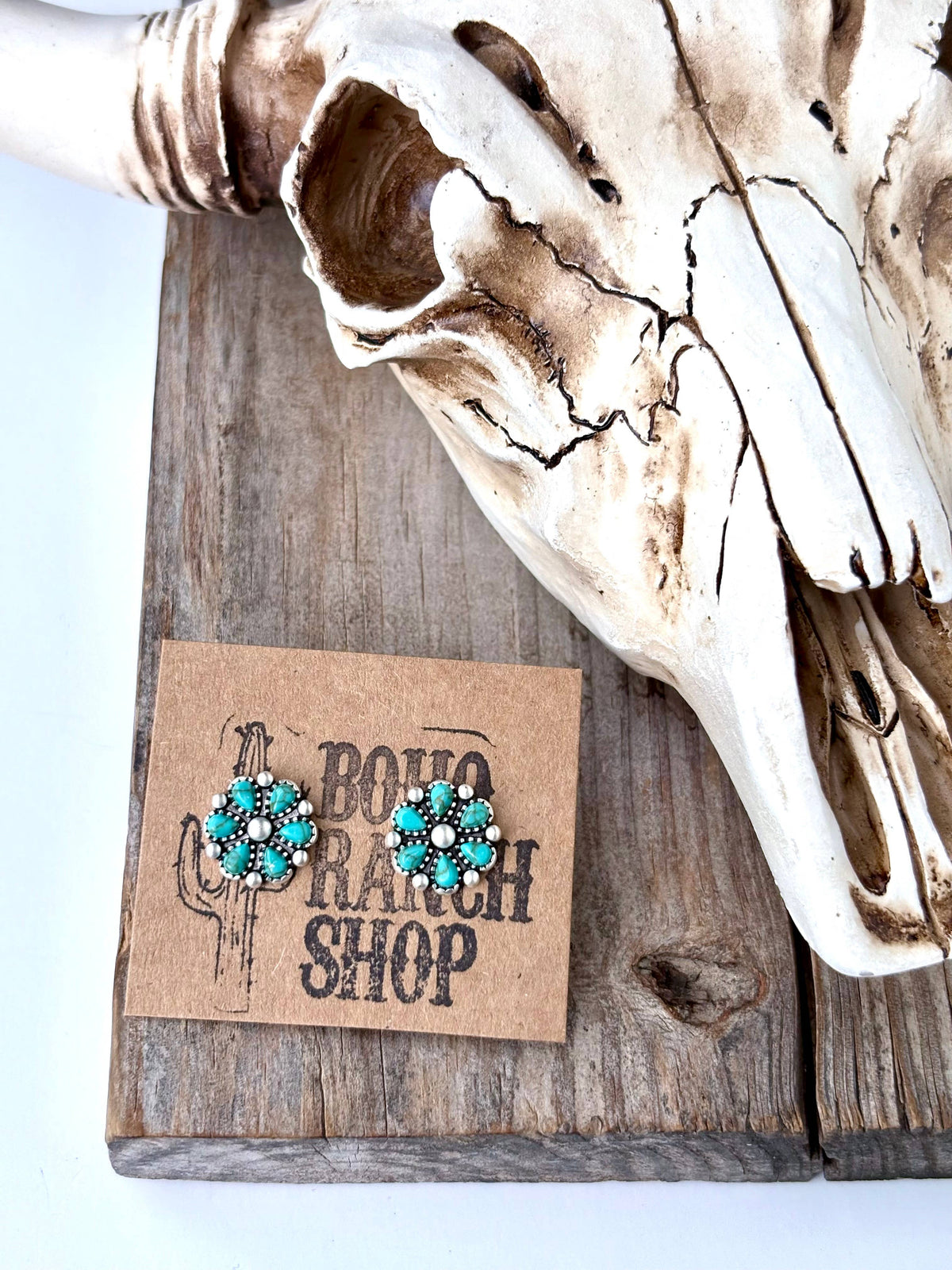 Stone Flower Stud Earrings