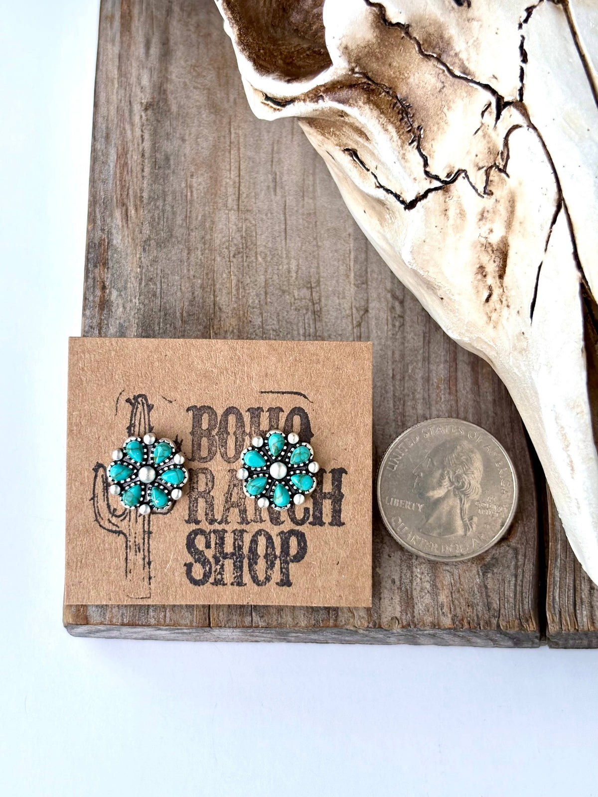 Stone Flower Stud Earrings
