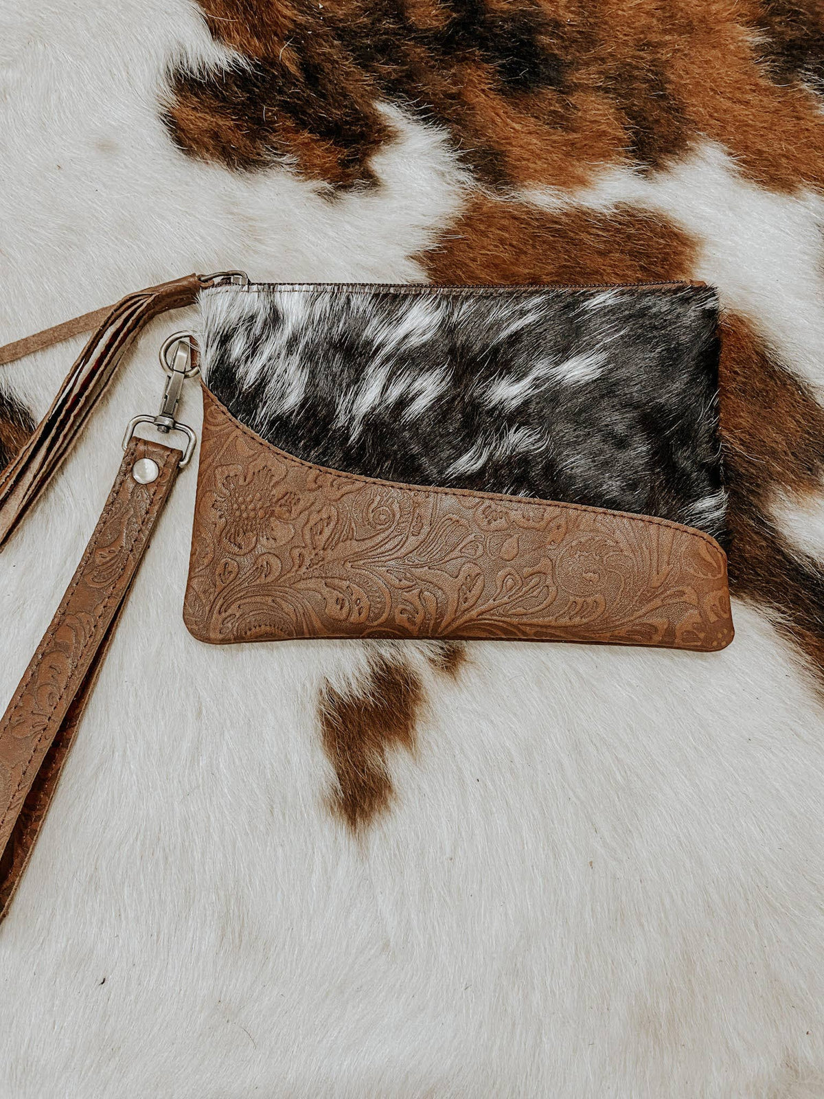 Embossed Leather Wristlet
