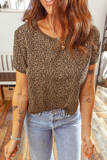LDC Khaki Fierce Leopard Crew Neck T Shirt|S-4X