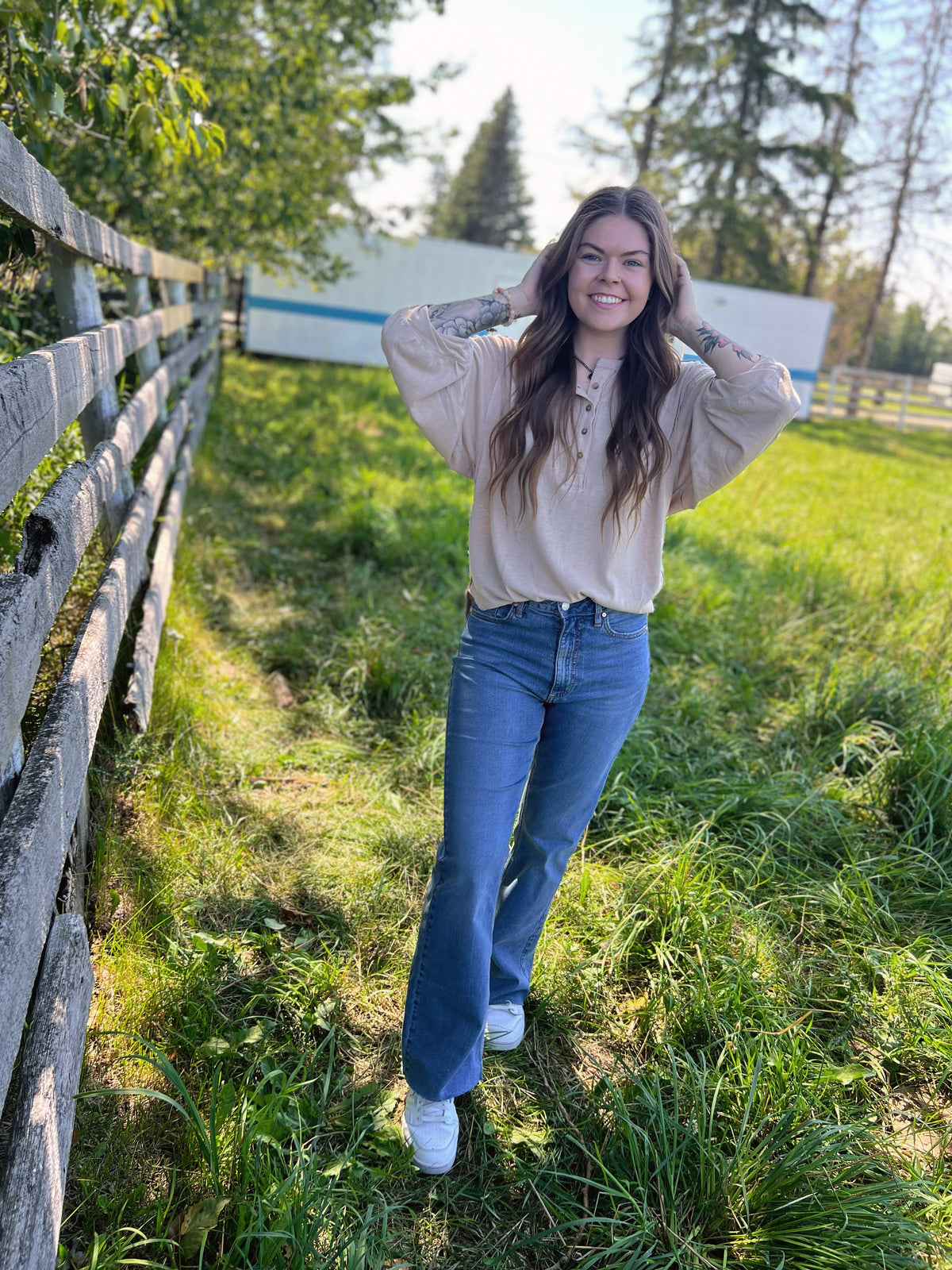 Classic Henley Top - CREAM