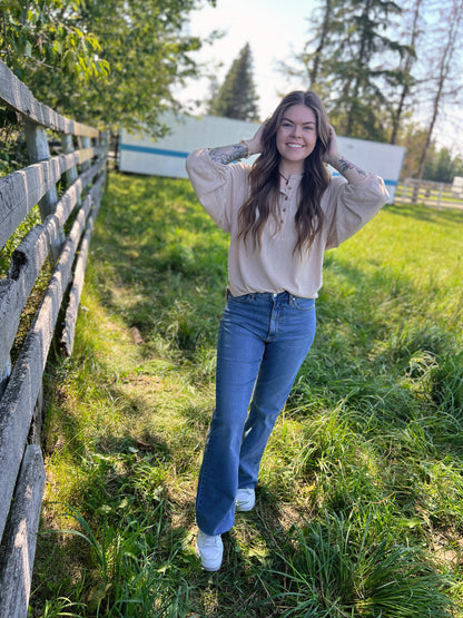 Classic Henley Top - CREAM