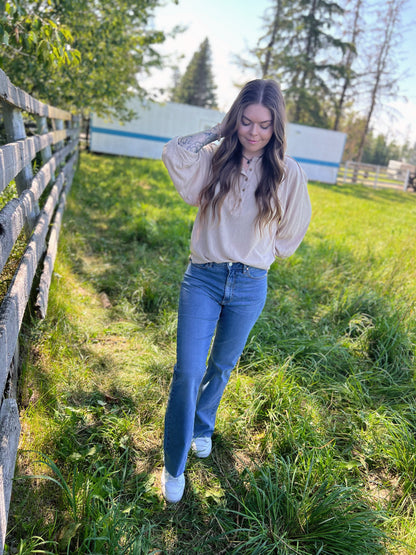 Classic Henley Top - CREAM