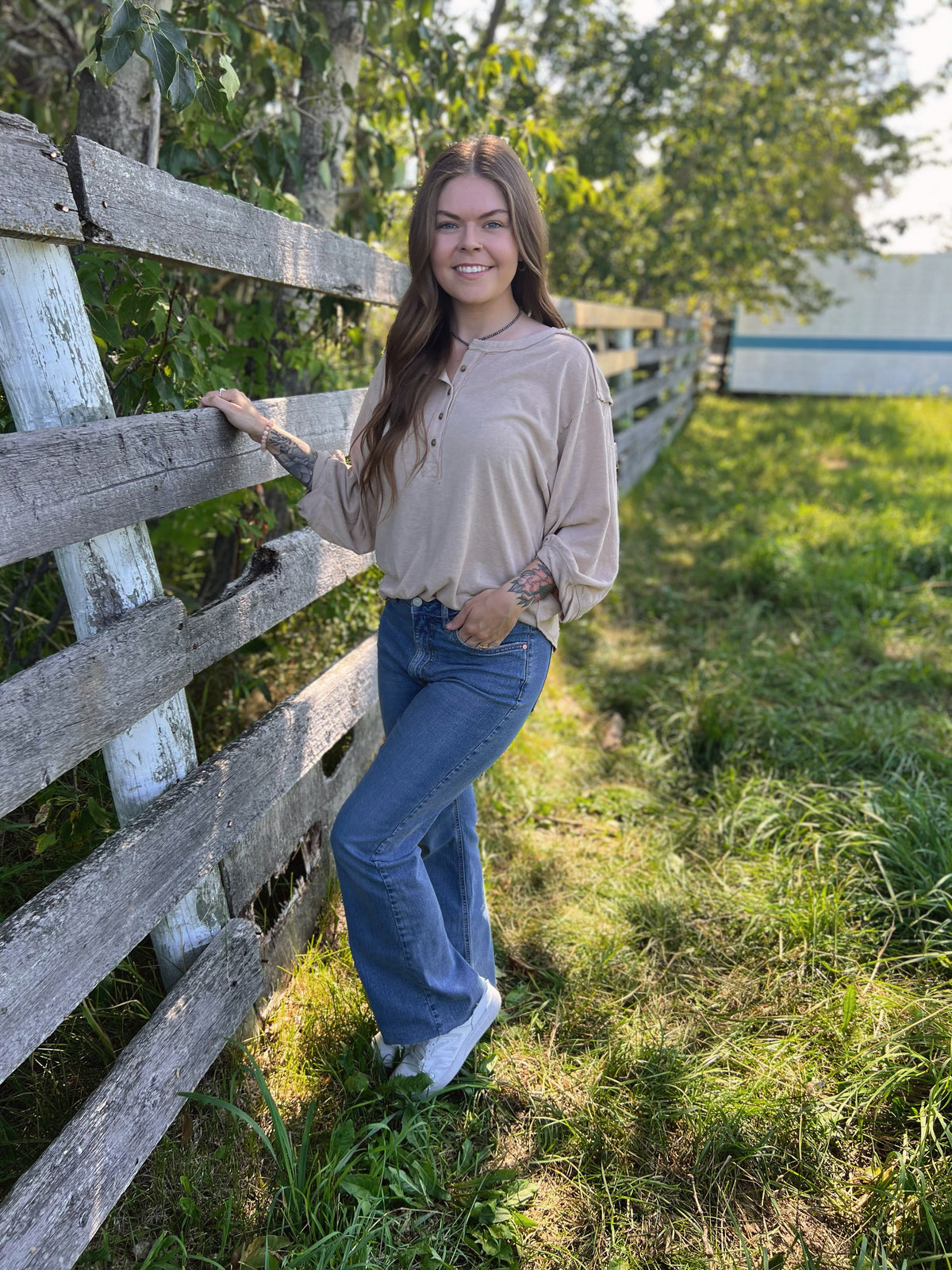 Classic Henley Top - CREAM