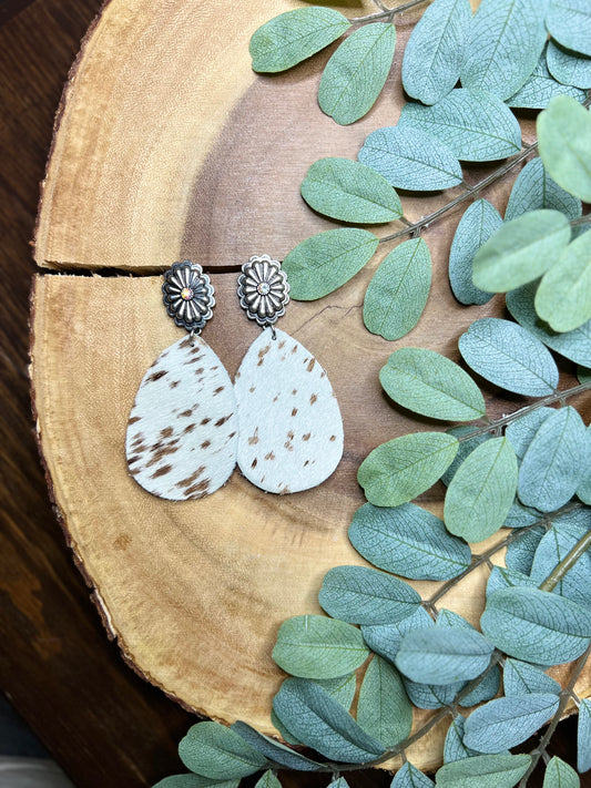 Cowhide Teardrop Earrings
