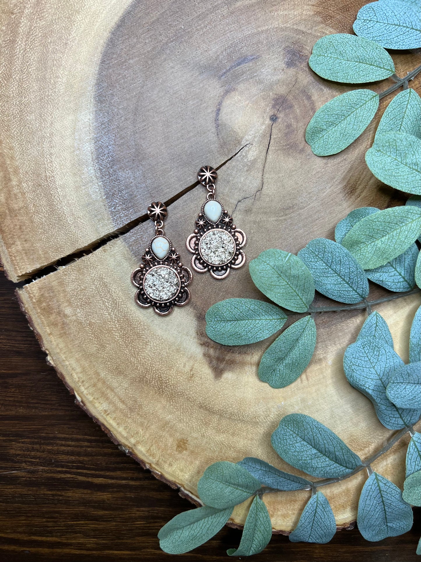 Western Round Flower Earrings